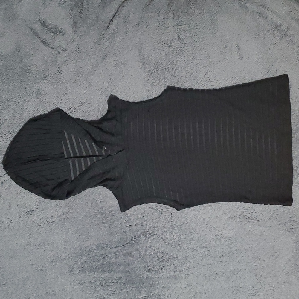 Sleeveless hooded shear goth top